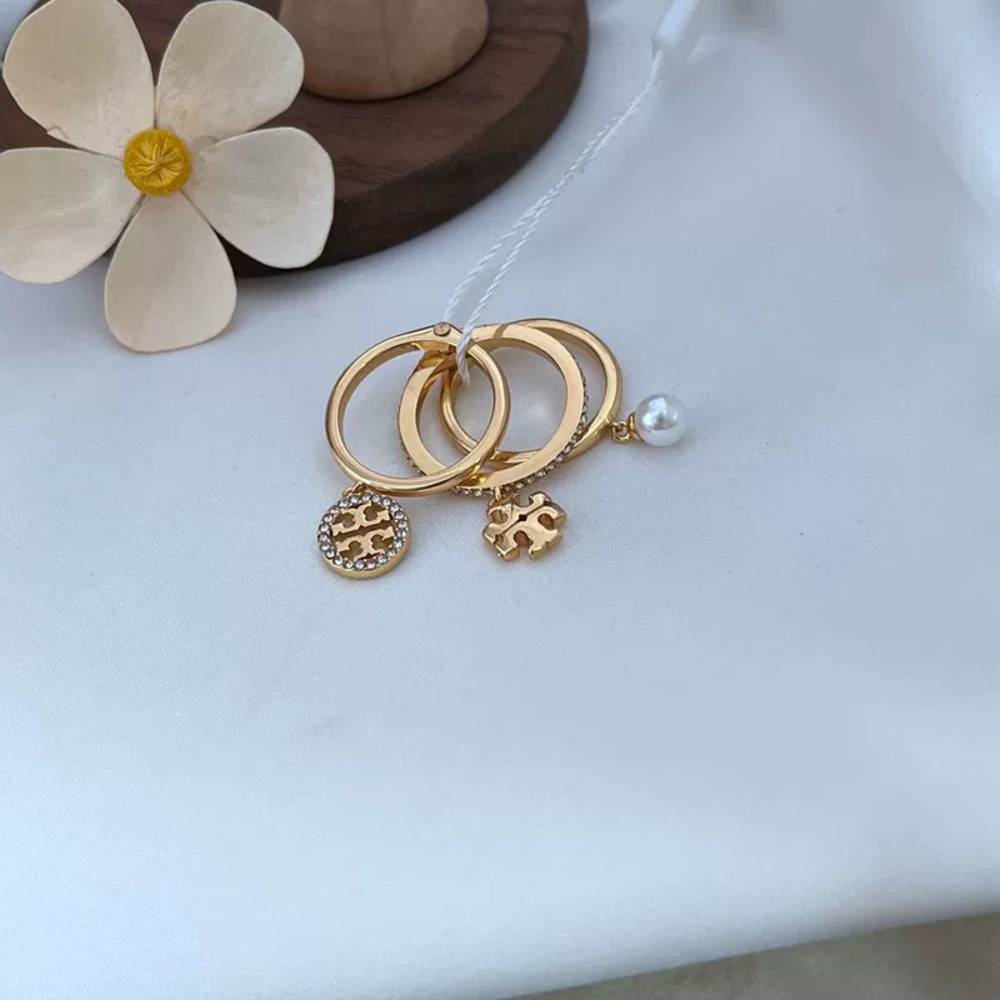Tory Burch Rhinestone Pearl 3-in-1 Ring - Picture 6 of 6